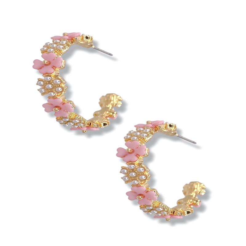 Blissful Feeling Flower Hoop Earrings