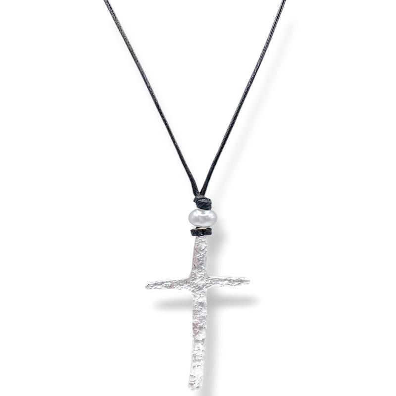 Cadee Black Hammered Cross Necklace *Final Sale*