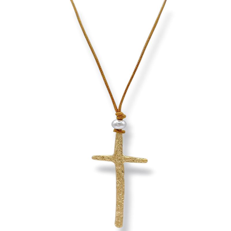 Cadee Brown Hammered Cross Necklace *Final Sale*