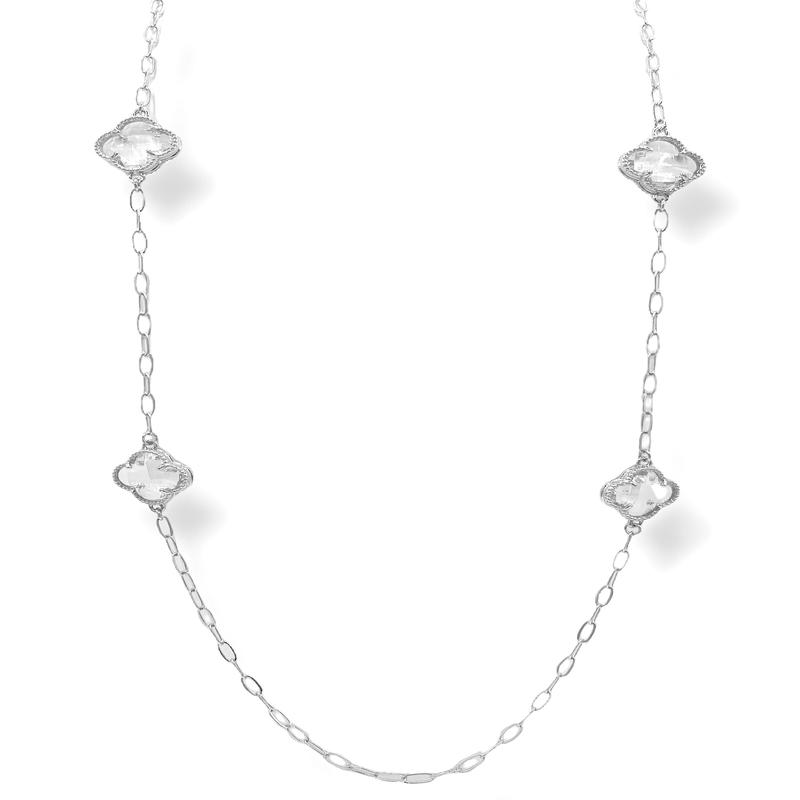 Clara Silver Clover Chain Link Necklace
