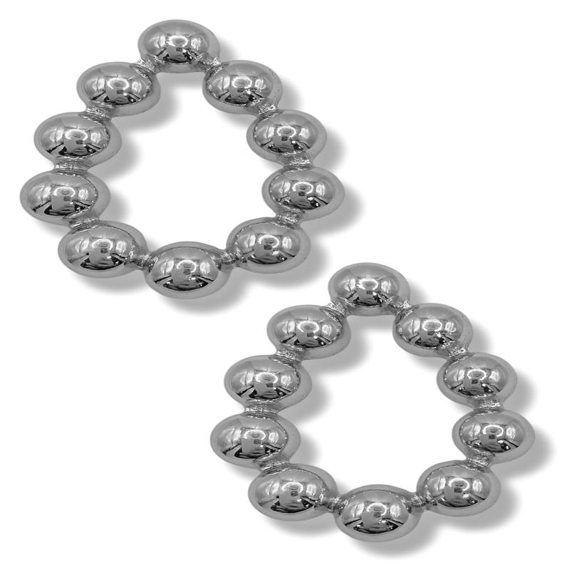 Delaina Silver Teardrop Ball Earrings