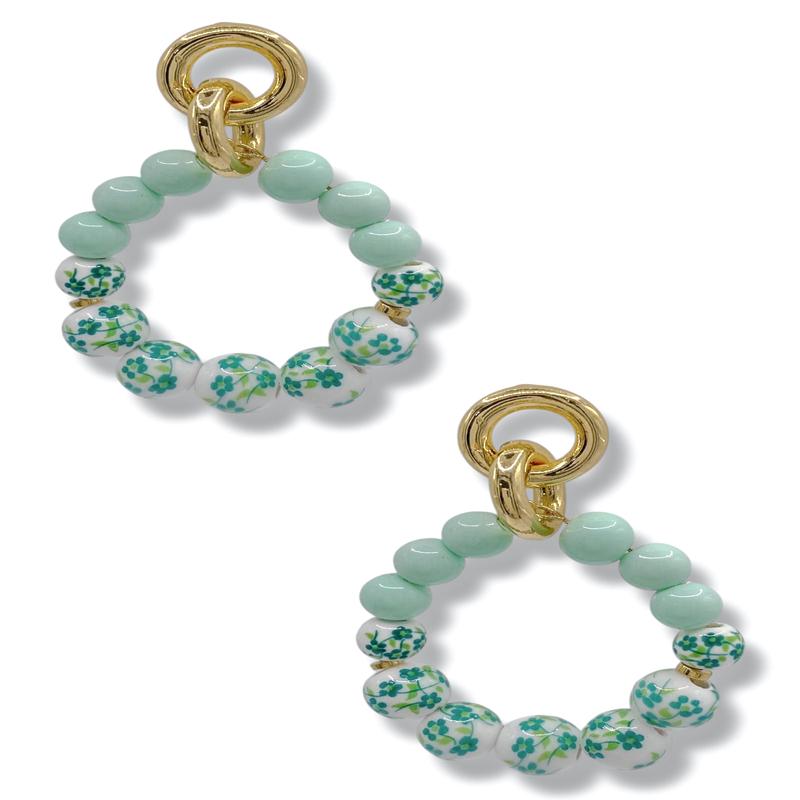 Floral Feels Ceramic Ball & Link Earrings - FINAL SALE