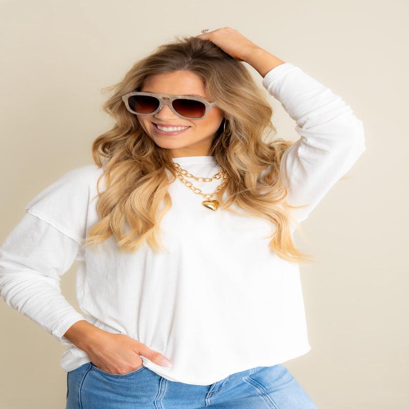 FREE PEOPLE Nina Ivory Long Sleeve Tee