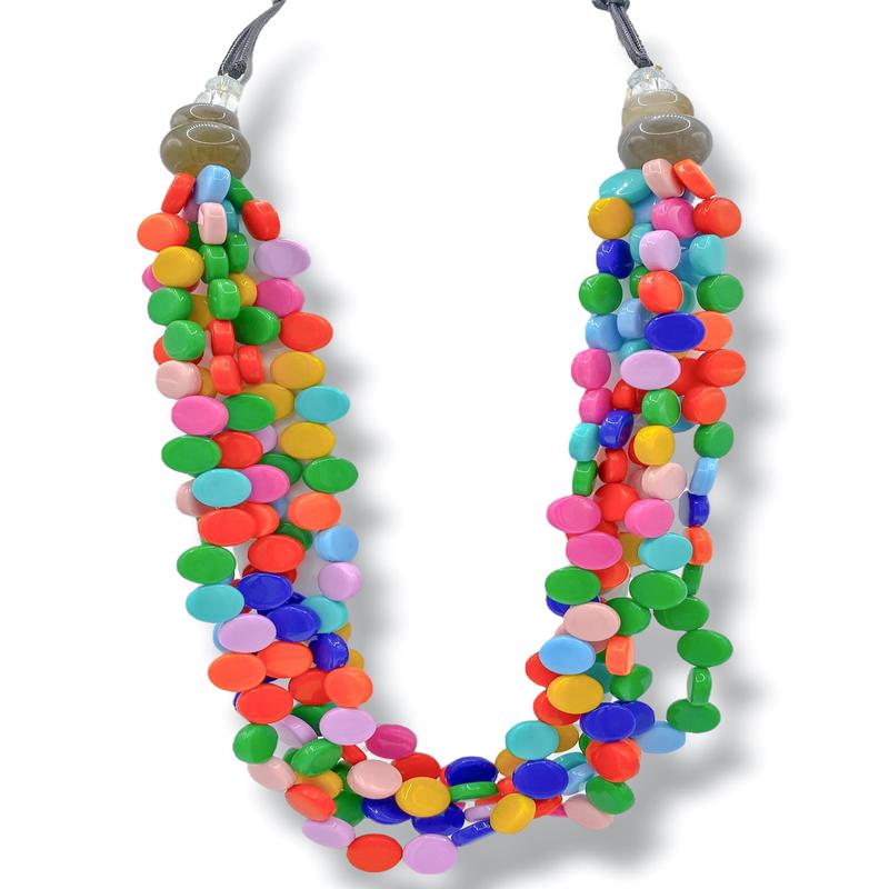 In A Cluster Acrylic Disc Cord Necklace