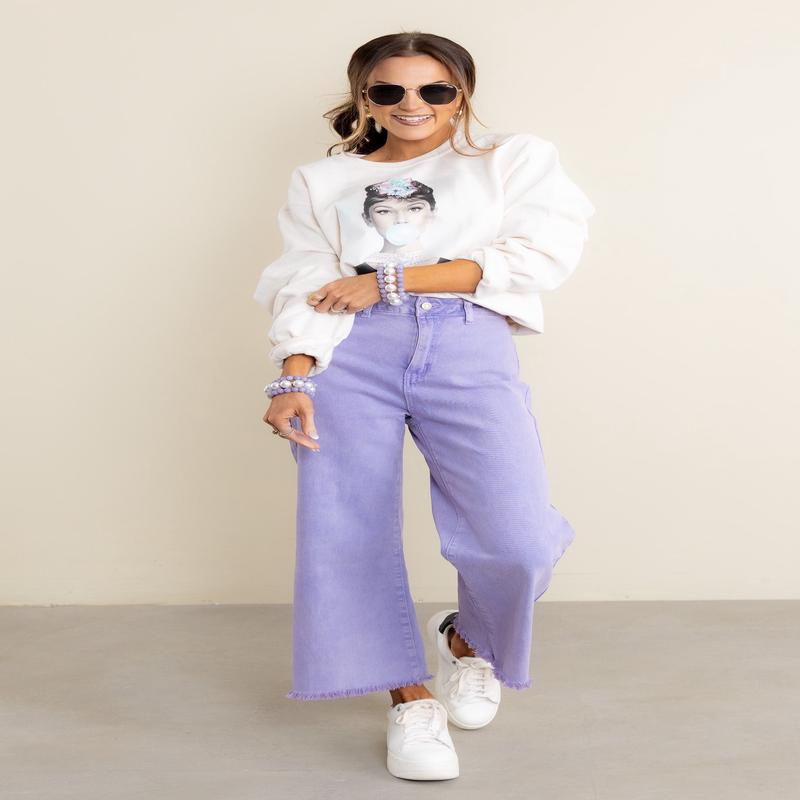 Monte High Waist Frayed Hem Violet Jean