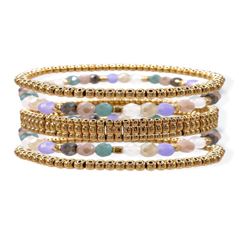 Ollie Multi Gold Beaded Bracelet Set *Final Sale*