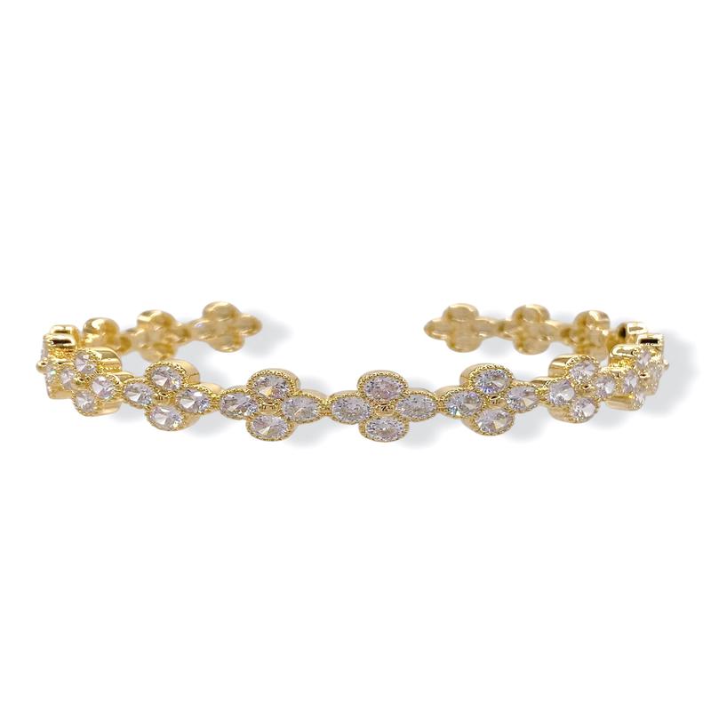 Overlooked Pave Clover Cuff Bracelet