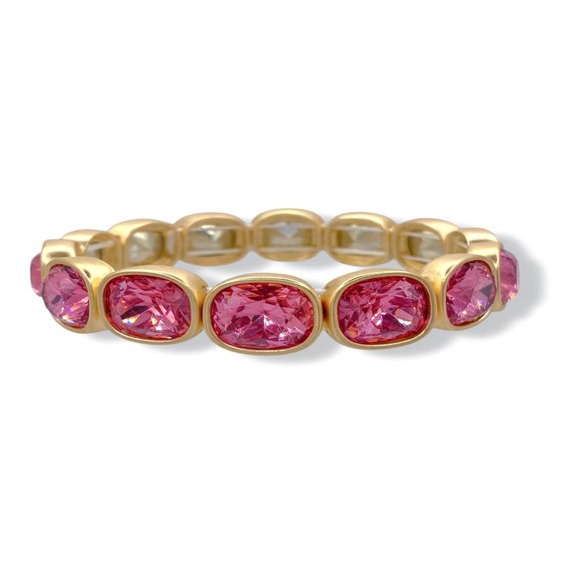 Point Across Pink Cushion Cut Crystal Bracelet