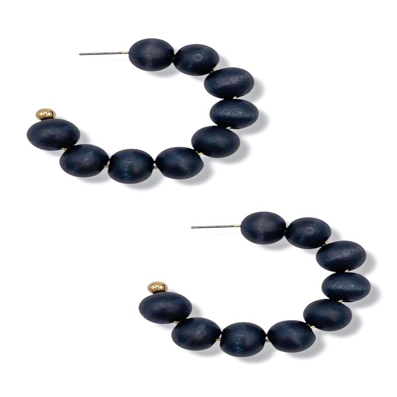 Point Made Wooden Ball Hoop Earrings