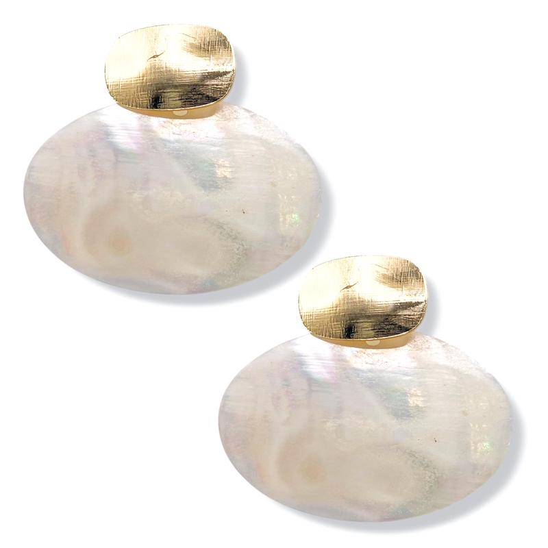 Sloane Gold Square & Shell Earrings