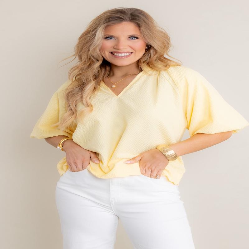 Something Good  Bubble Sleeve Top