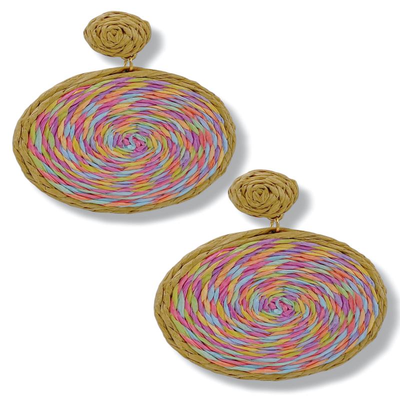Swirl Pattern Raffia Earrings