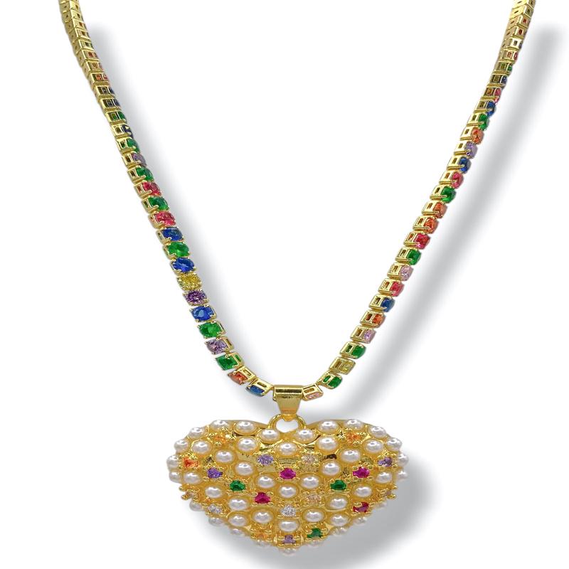 Treasure Jewels Glowing Heart Of Pearls Necklace - FINAL SALE