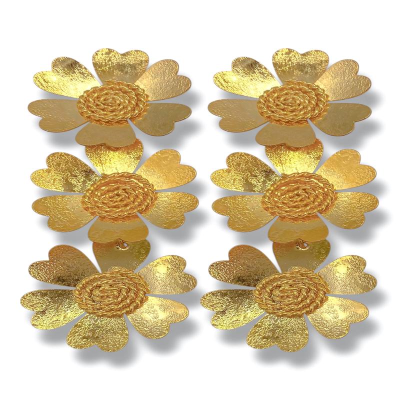Treasure Jewels Triple Sunflower Gold Earrings