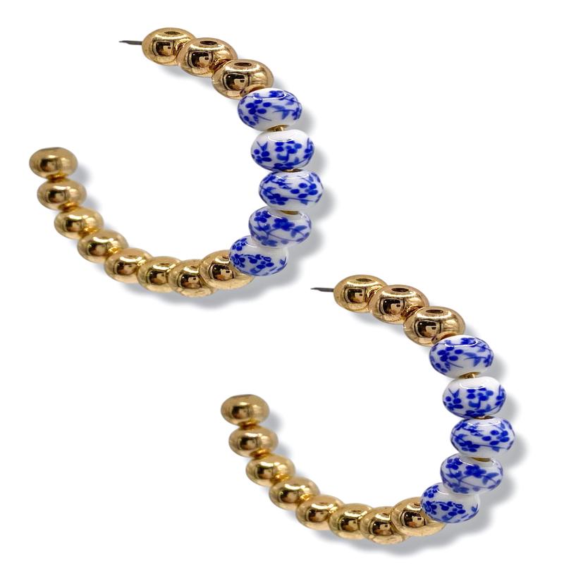 Vikki Ceramic & CCB Ball Hoop Earrings