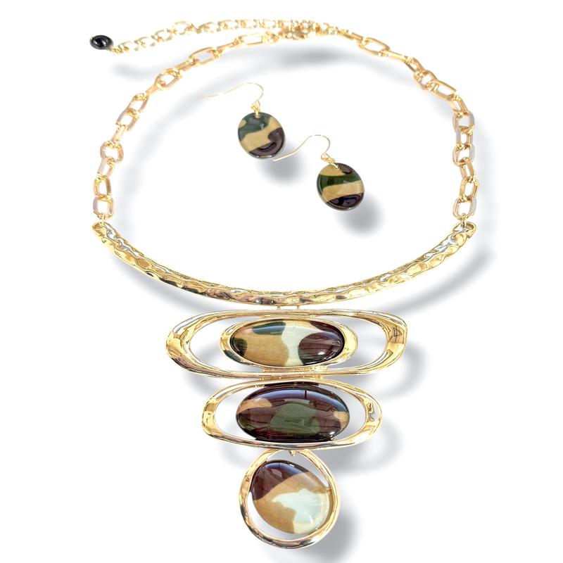 Don't Go Breaking My Heart Camouflage Statement Necklace