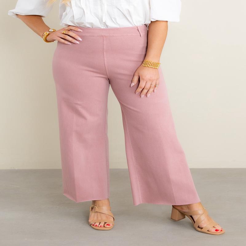 Erin High Waisted Antique Mauve Wide Leg Pant