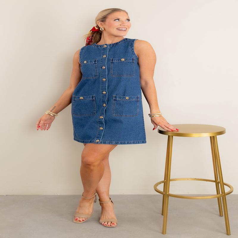 Stella Sleeveless Denim Mini Dress - FINAL SALE