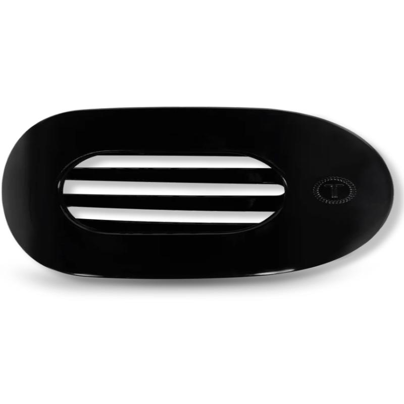 Teleties Large Flat Round Jet Black Hair Clip