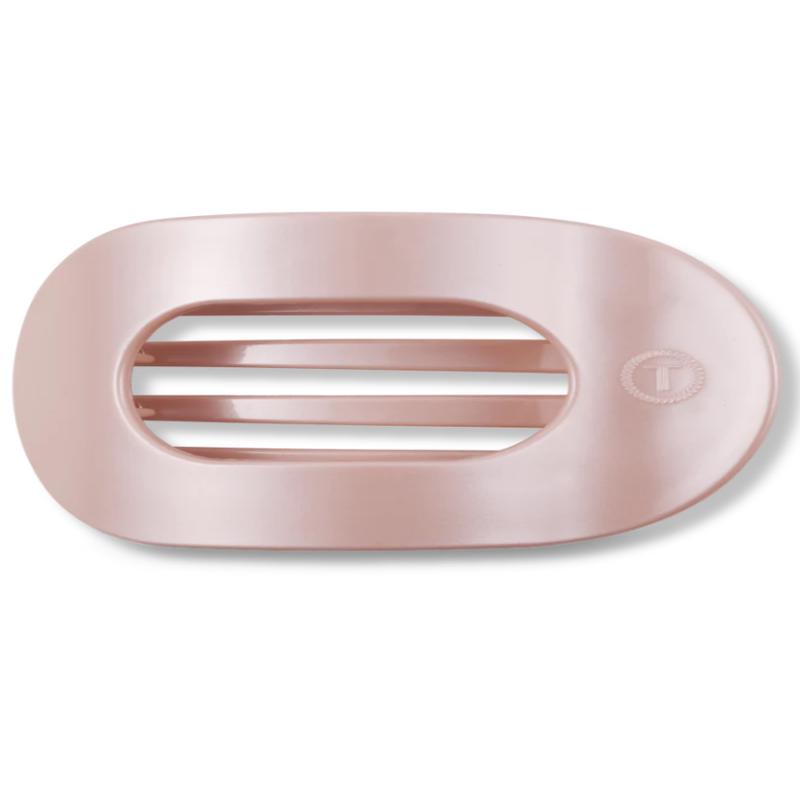 Teleties Large Flat Round Pearly Pink Hair Clip