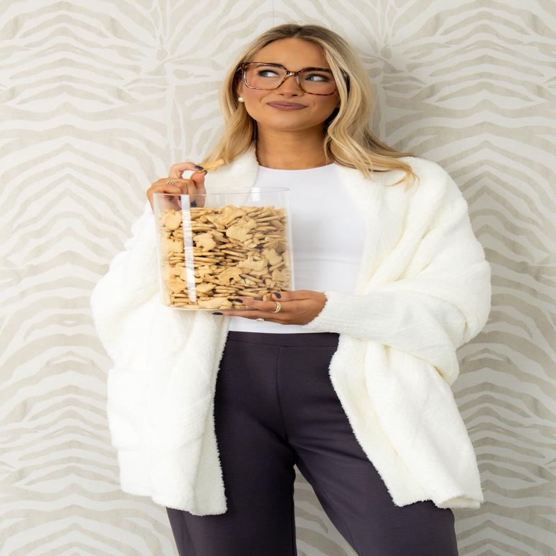 Barefoot Dreams Cozychic Cable Weave Pearl  Blanket Wrap