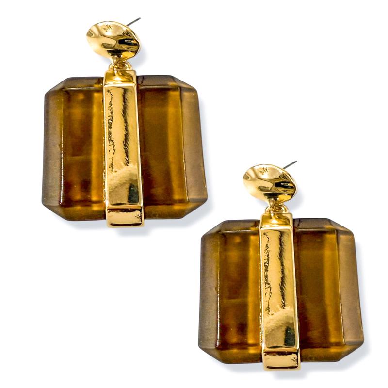 Can Only Hope Brown Acrylic Drop Earrings