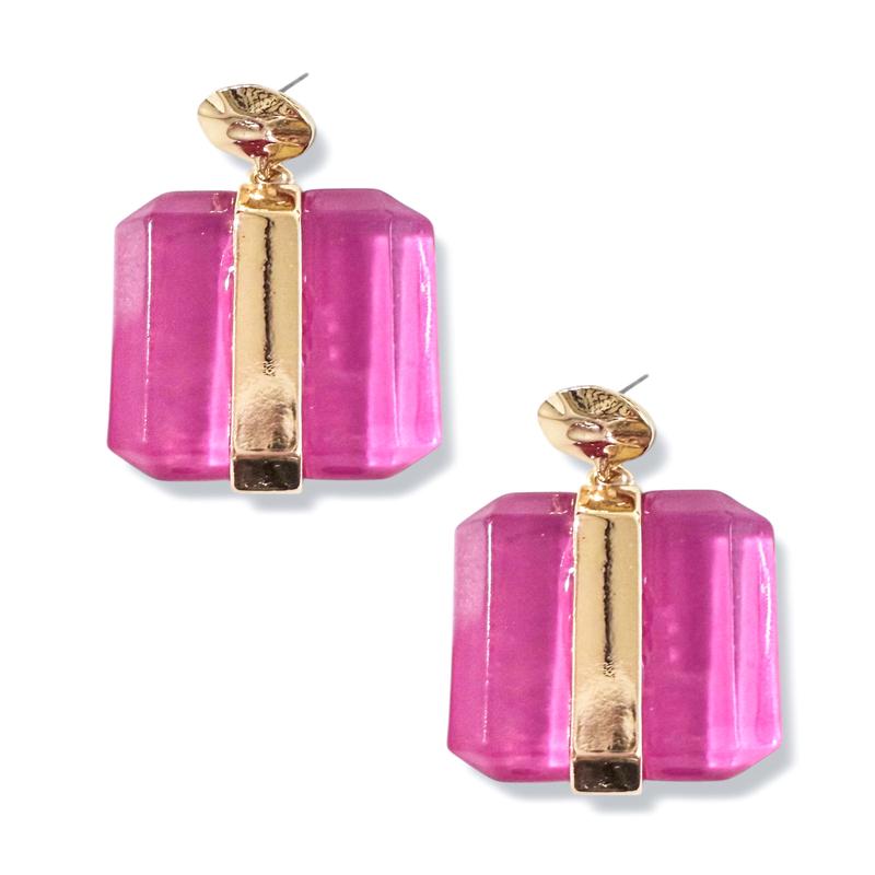 Can Only Hope Fuchsia Acrylic Drop Earrings