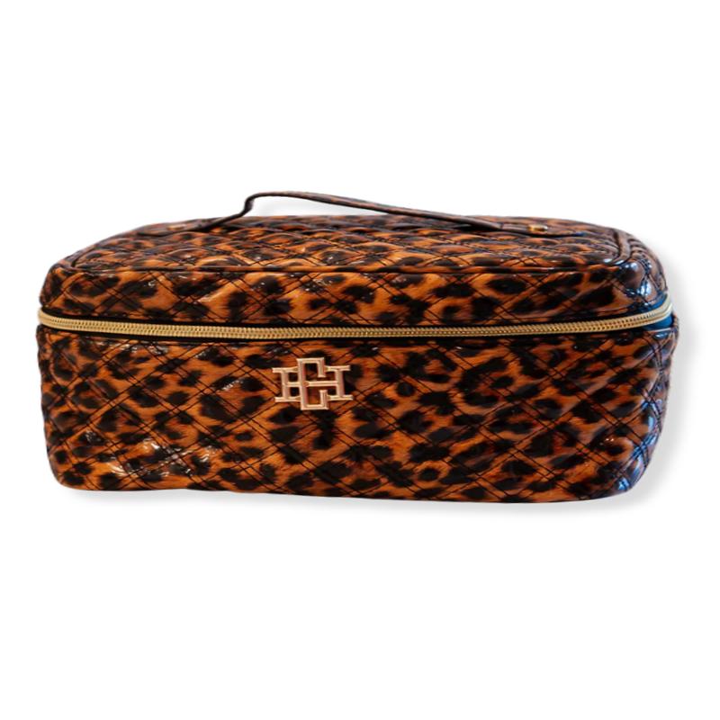 Caroline Hill Hampton Coated Spotted Patent Cosmetic Train Case