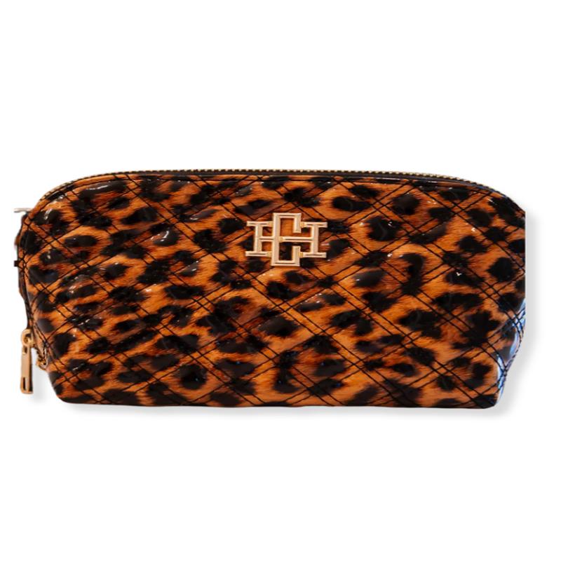 Caroline Hill Ibiza Small Spotted Patent Coated Cosmetic Pouch