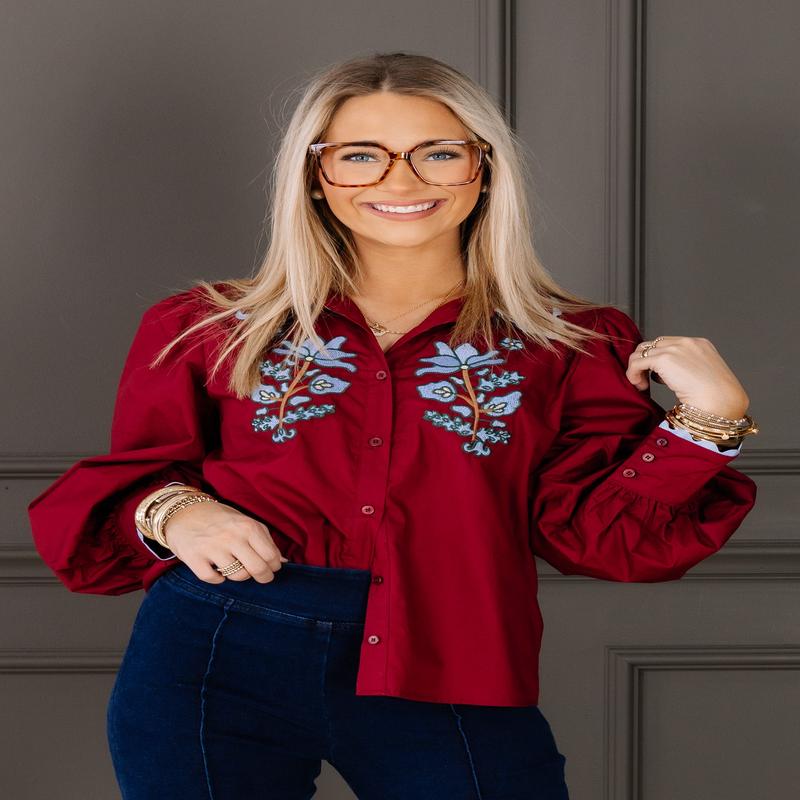 DOORBUSTER Janie Embroidered Long Sleeve Top