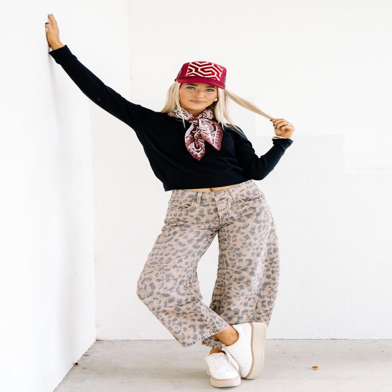 FREE PEOPLE Good Luck Brown Sugar Combo Barrel Jean