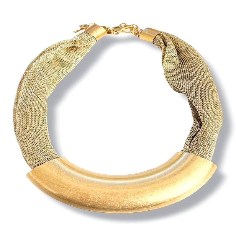 Here In Advance Gold Mesh Scarf Necklace
