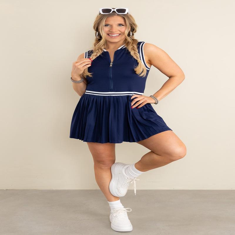 Hit The Court Navy Sleeveless Tennis Dress *Final Sale*