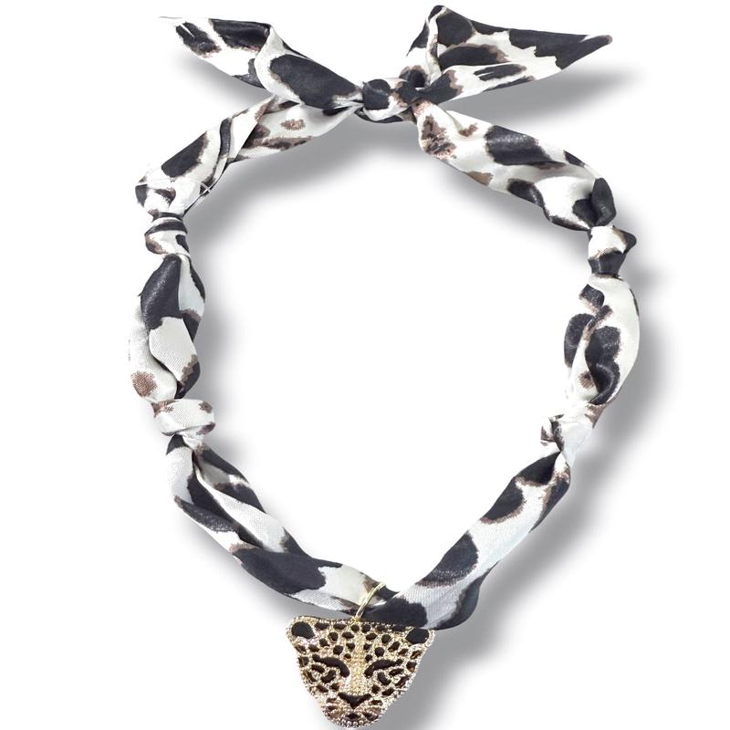 Jaguar Pendant Scarf Necklace