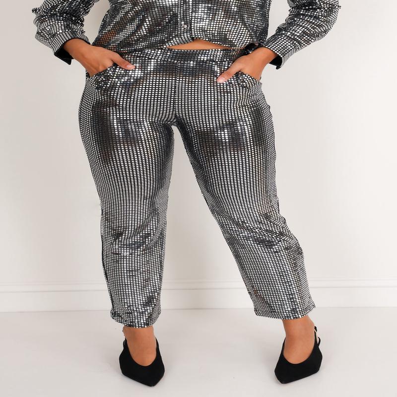 Jenika Silver Disco Wide Leg Pant