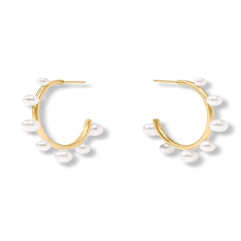 Julie Vos Hydra Stone Medium Pearl Hoop Earrings