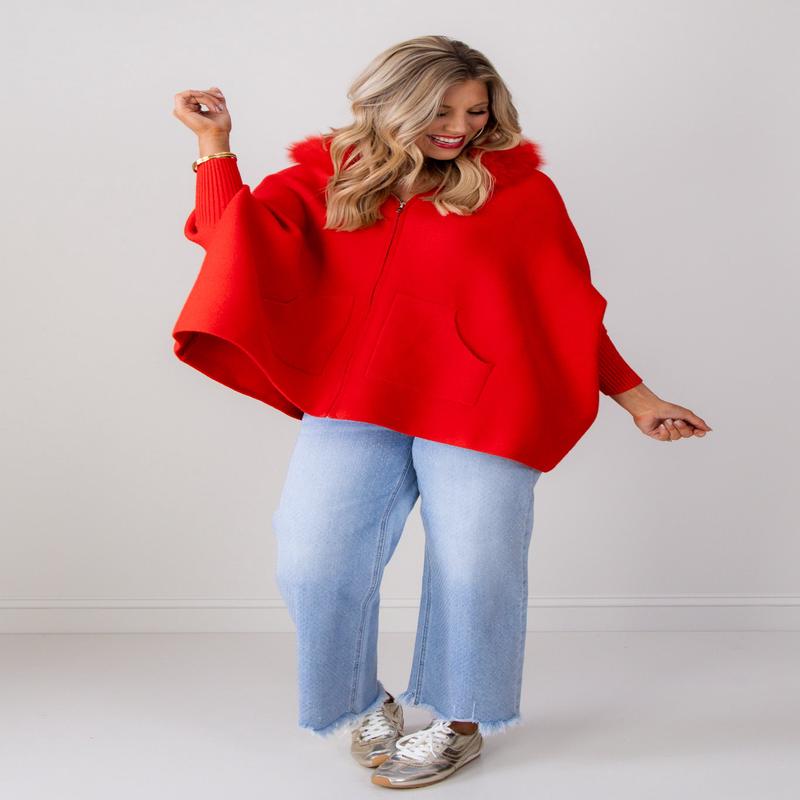 MITCHIE'S Aimee Red Fox Fur Poncho