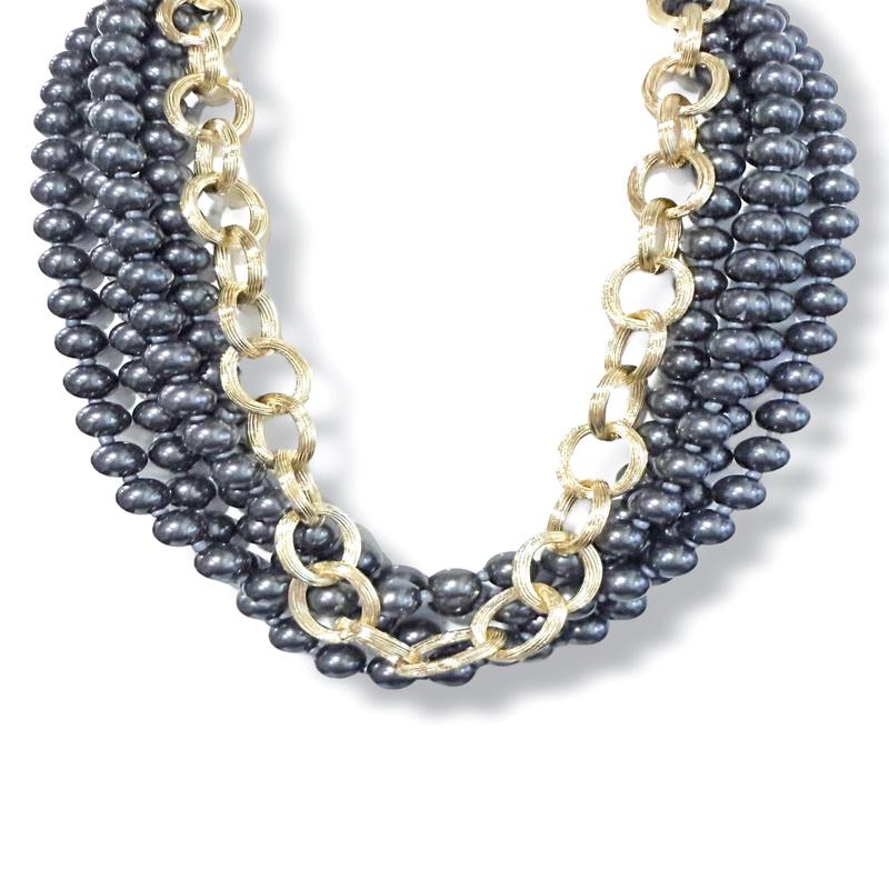 Moving Forward Hematite Layered Pearl Necklace