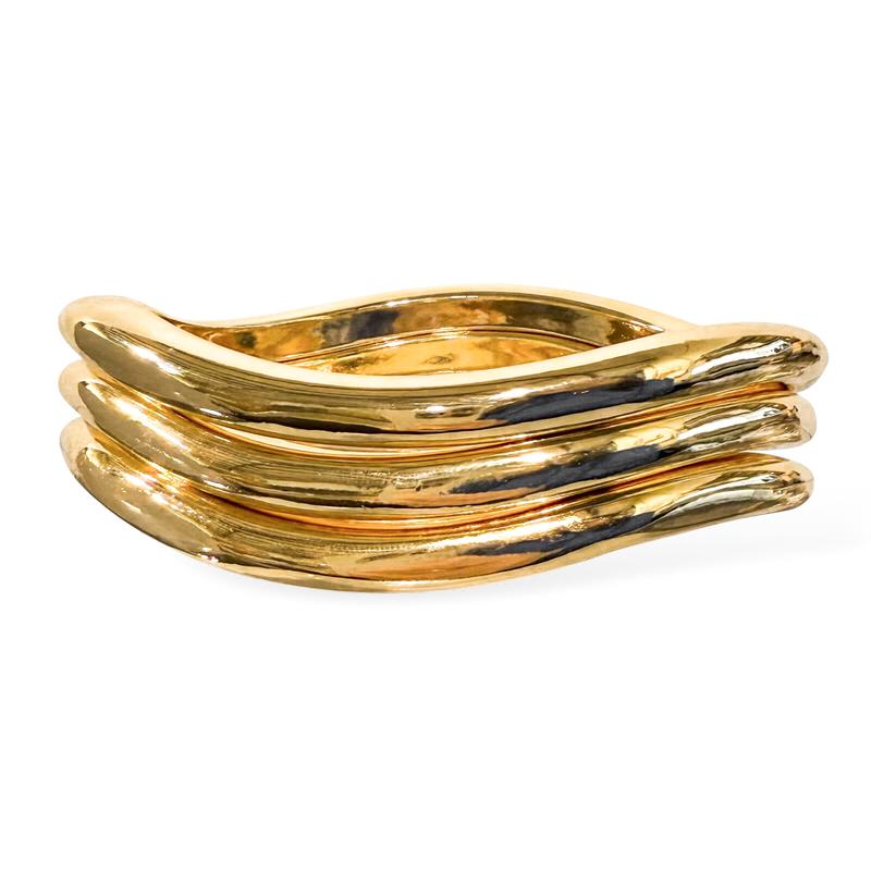 Plenty Of Time Gold Wavy Bangle Bracelet Set