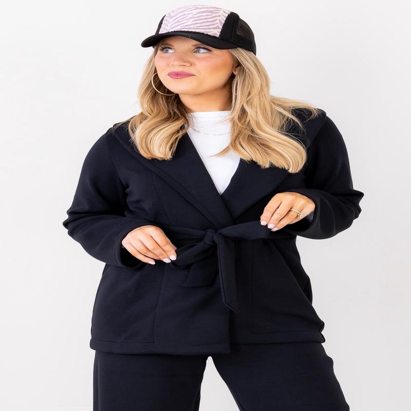 Spanx Airessentials Very Black Luxe Wrap Long Sleeve Cardigan