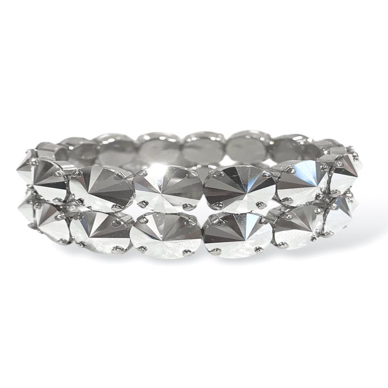 TOVA Olivia Mega 2 Strand Silver Chrome Bracelet