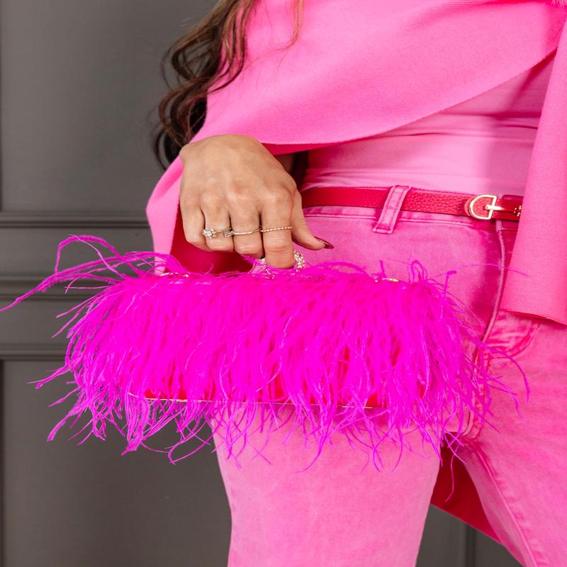 Truly Yours Fuchsia Feather Clutch Bag