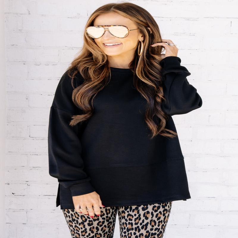 TWT Clarissa Black Long Sleeve Top