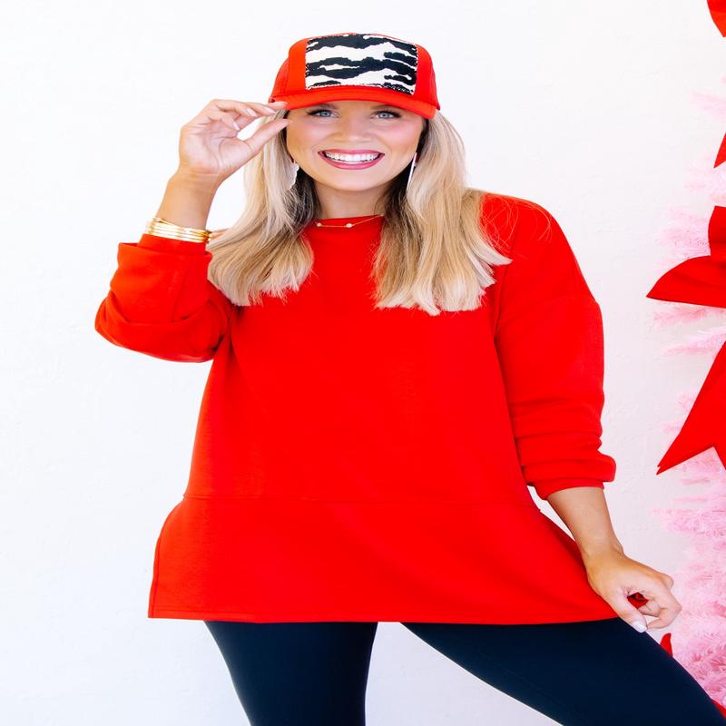 TWT Clarissa Red Long Sleeve Top