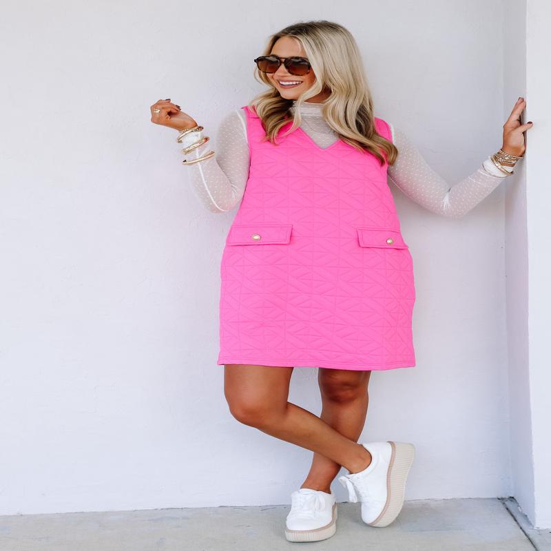 Who You Know Hot Pink Sleeveless Dress