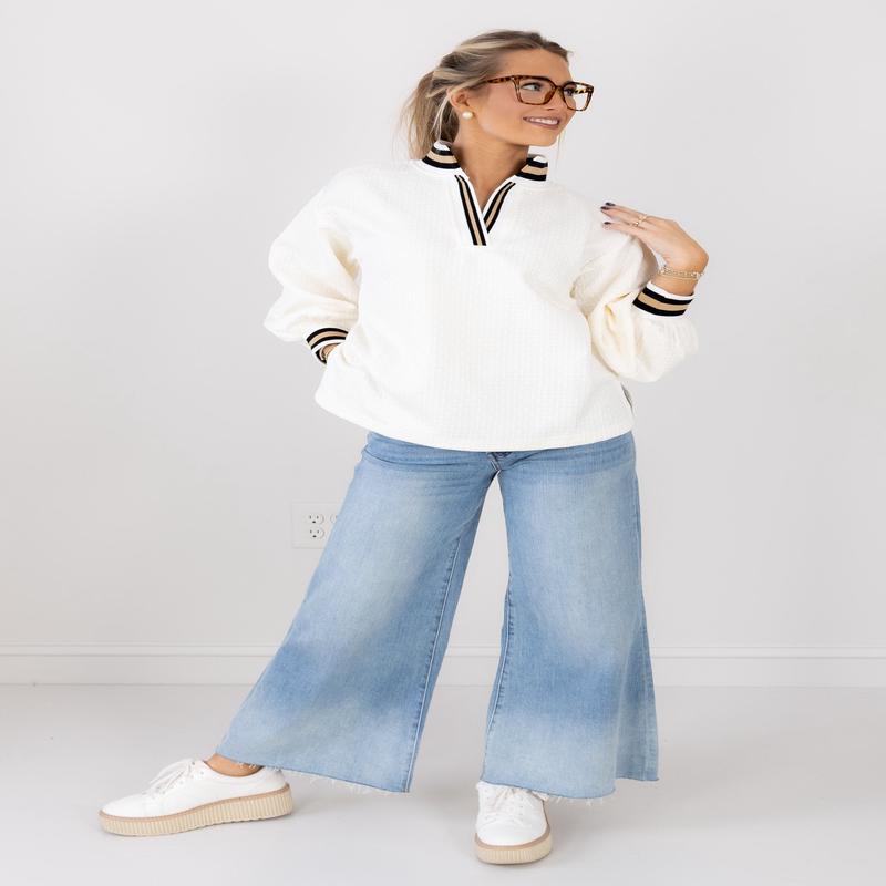 Zara Off White Long Sleeve Blouse