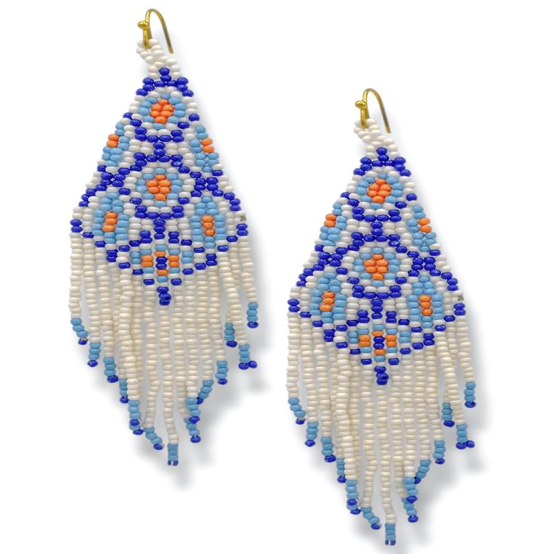 A Beach Breeze Seed Bead Fringe Earrings *Final Sale*