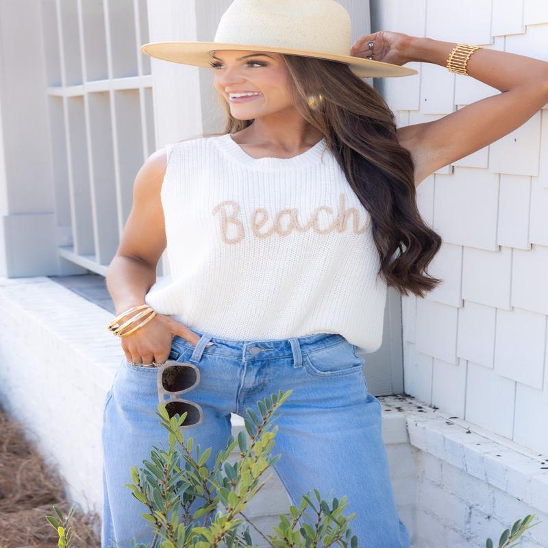 Beach Tan Sleeveless Sweater Tank - FINAL SALE