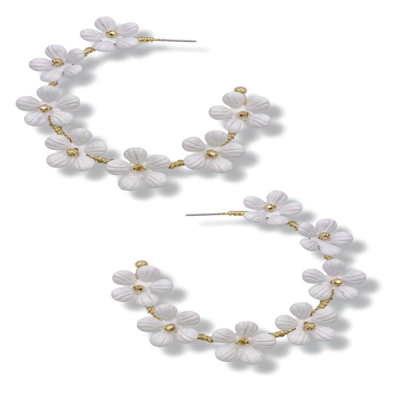 Francesca Fuchsia White Hoop Earrings *Final Sale*