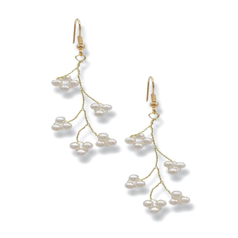 Full Blossom Wire & Pearl Earrings